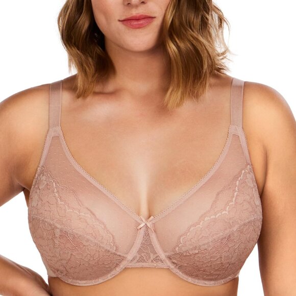 Womens Size 42DD Minimizer Bra Full Coverage Plus Size Lifting Floral Lace Pink - Picture 1 of 8